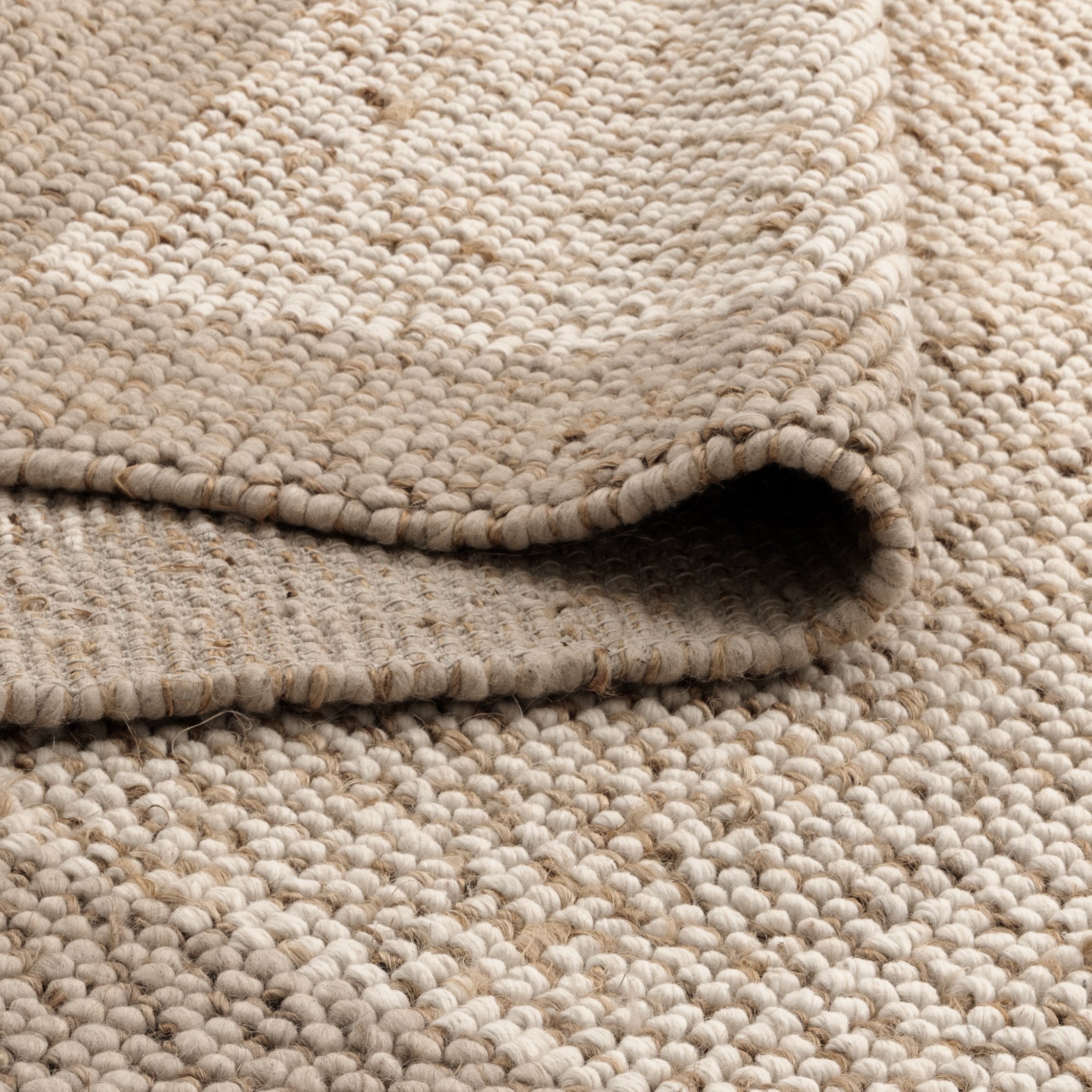 Eco Weave Plain Border Cream Beige Jute and Wool Rug.