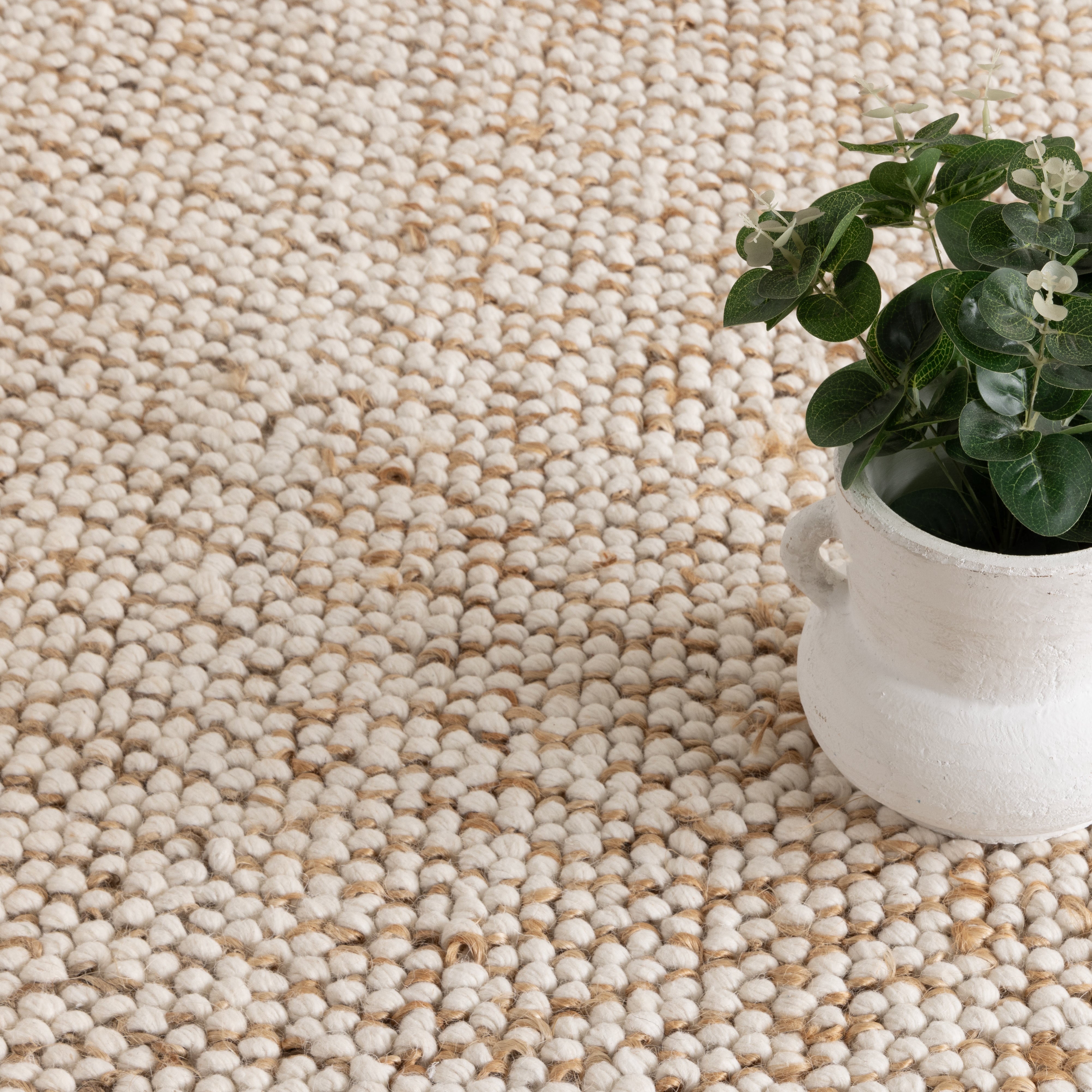 Eco Weave Plain Border Cream Beige Jute and Wool Rug - Beige area rug rug from Vogue Rugs Australia