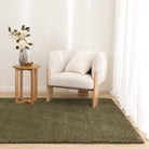 Lune Shaggy Olive Green Rug.