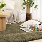 Lune Shaggy Olive Green Rug.