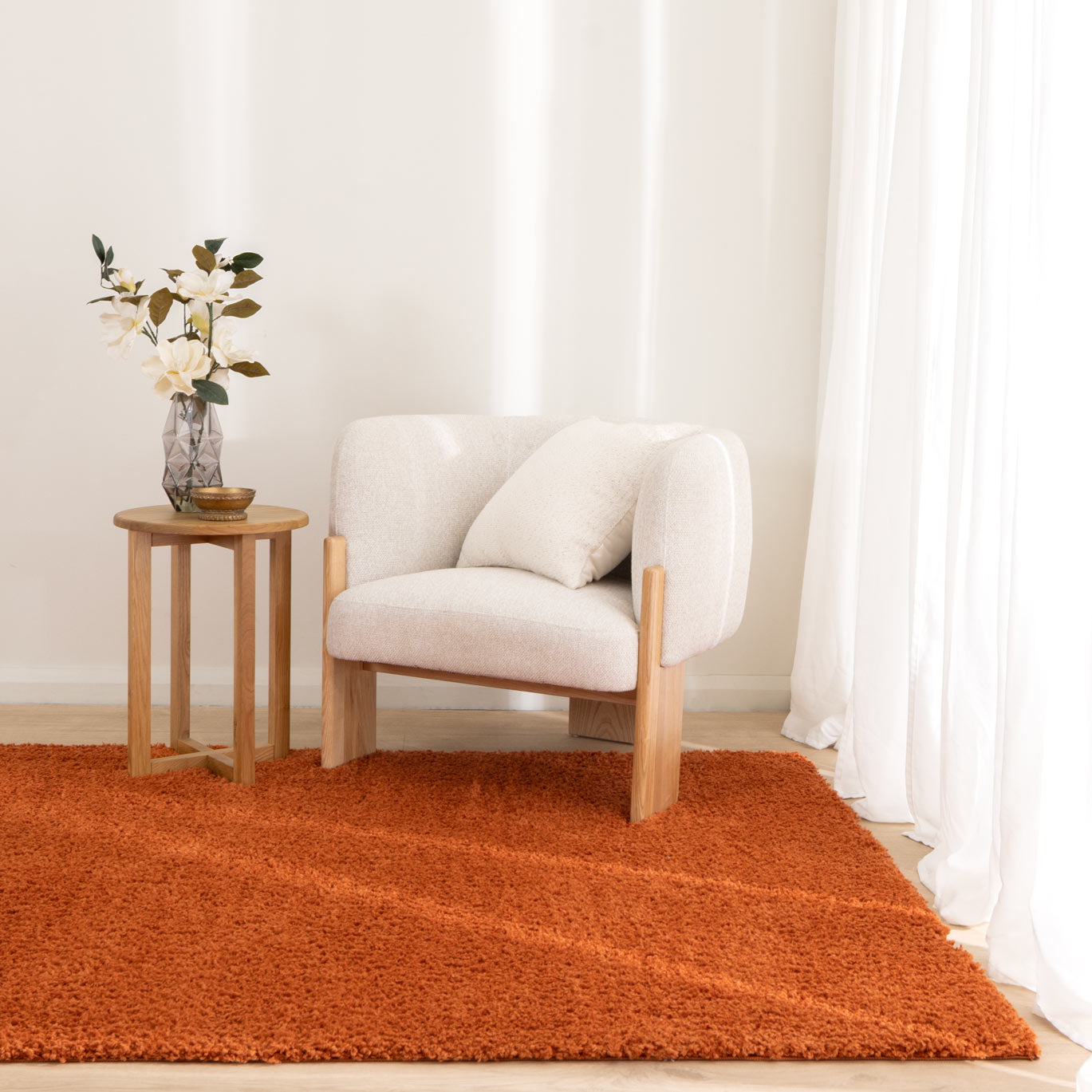 Lune Shaggy Terracotta Rug.
