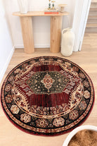 Riviera Medallion 45 Red Round Rug.