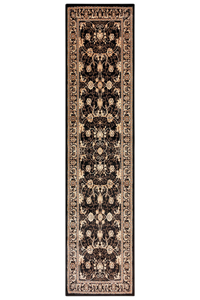 Riviera 84 Black - Black traditional rug from Vogue Rugs Australia