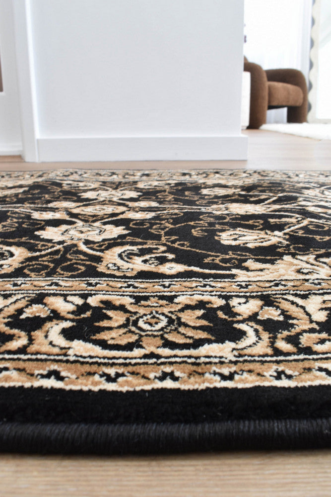 Riviera 84 Black - Black traditional rug from Vogue Rugs Australia