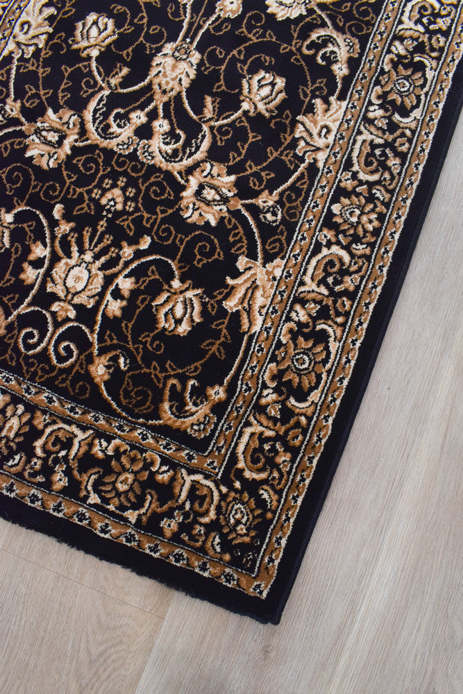 Riviera 84 Black - Black traditional rug from Vogue Rugs Australia