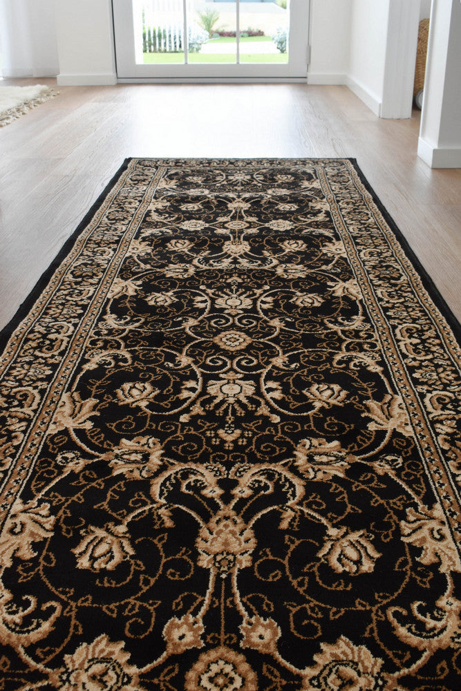 Riviera 84 Black - Black traditional rug from Vogue Rugs Australia