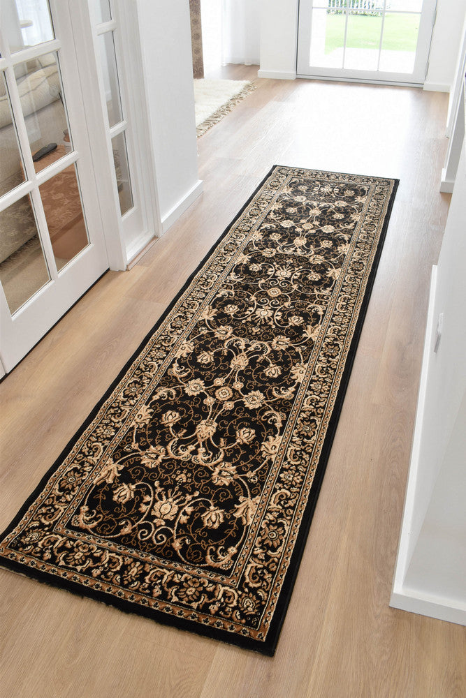 Riviera 84 Black - Black traditional rug from Vogue Rugs Australia