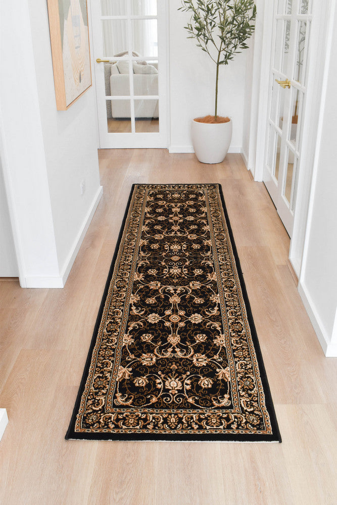 Riviera 84 Black - Black traditional rug from Vogue Rugs Australia