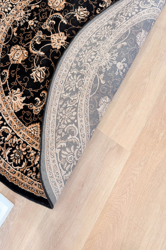Riviera 84 Black - Black traditional rug from Vogue Rugs Australia