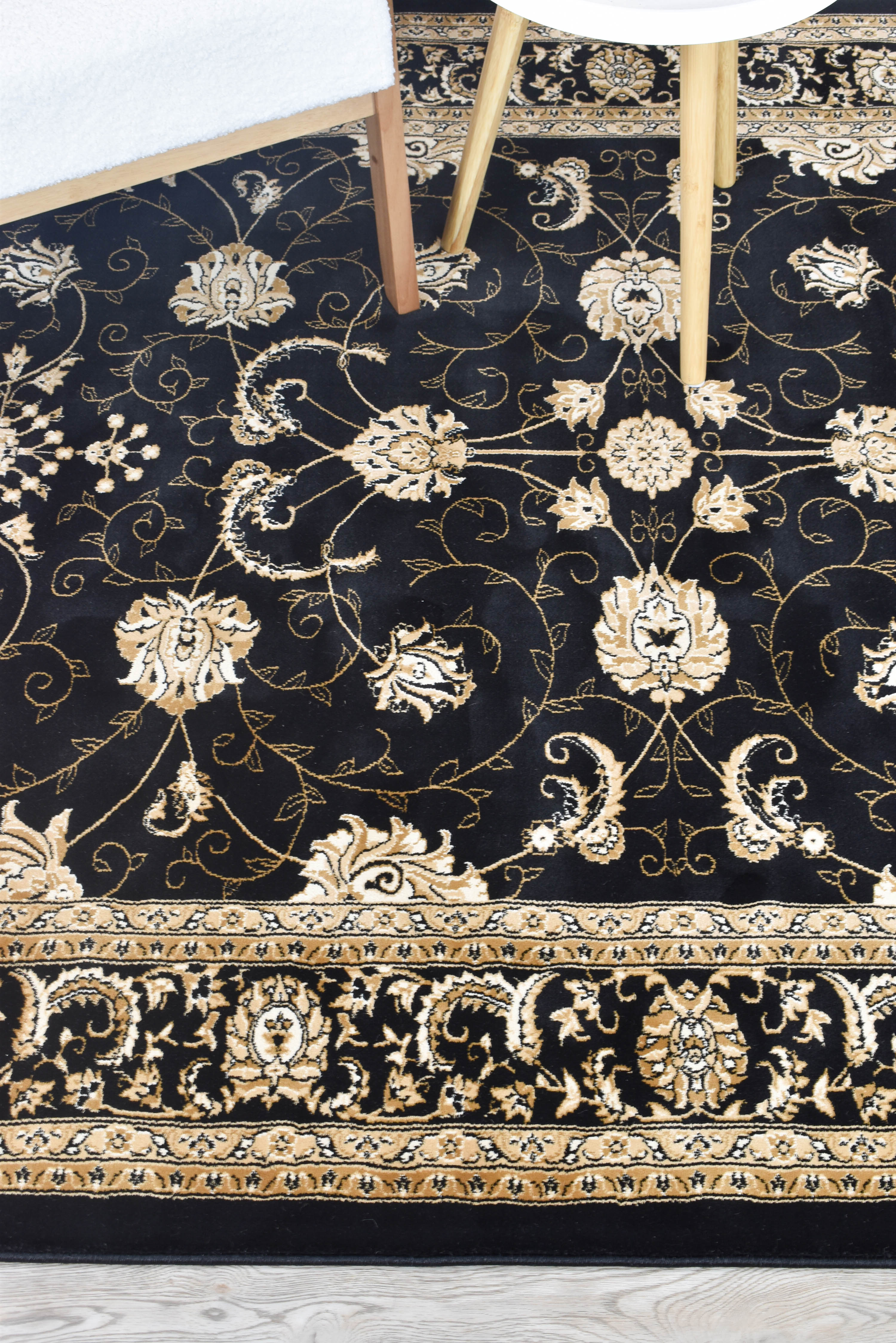 Riviera 84 Black - Black traditional rug from Vogue Rugs Australia