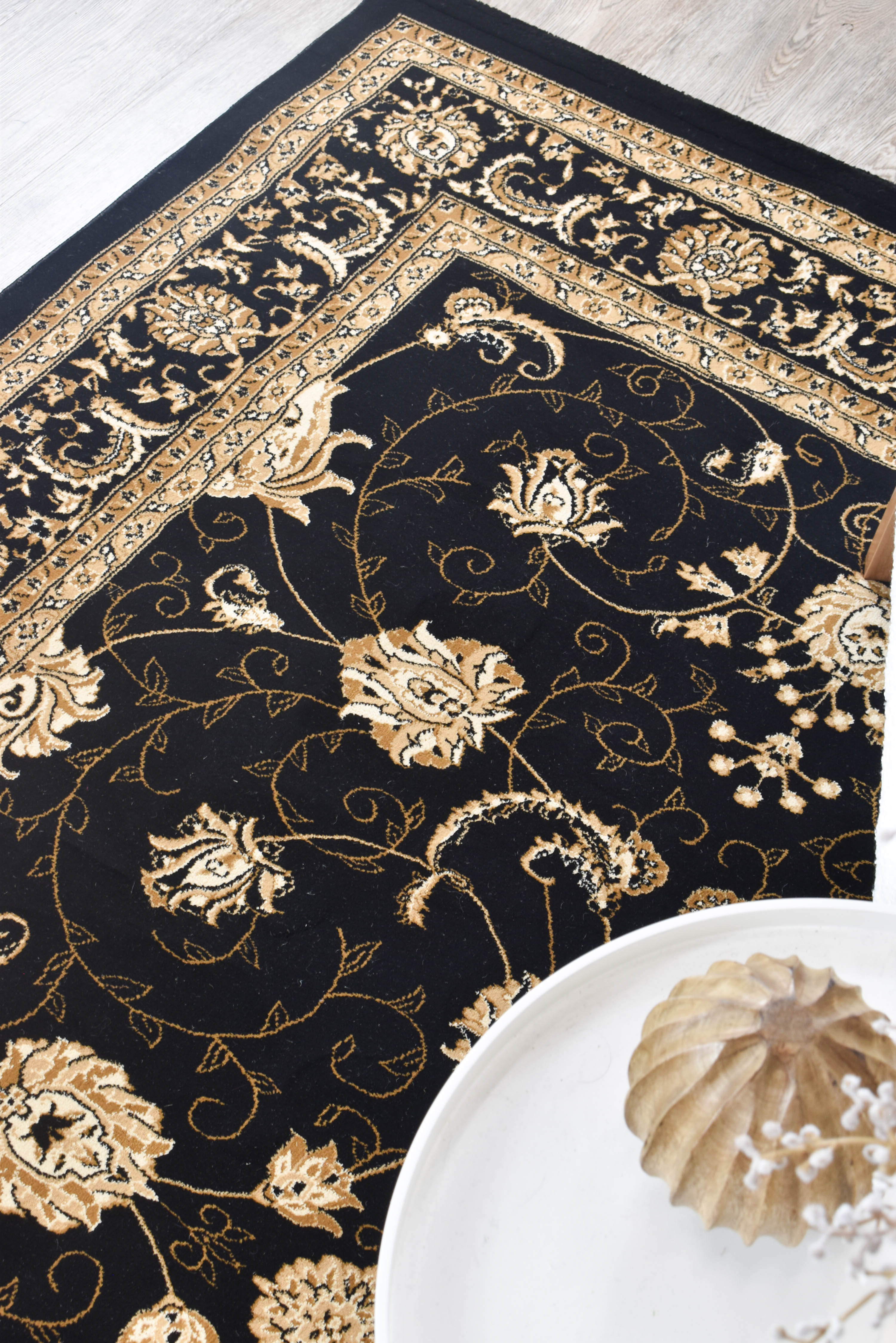 Riviera 84 Black - Black traditional rug from Vogue Rugs Australia