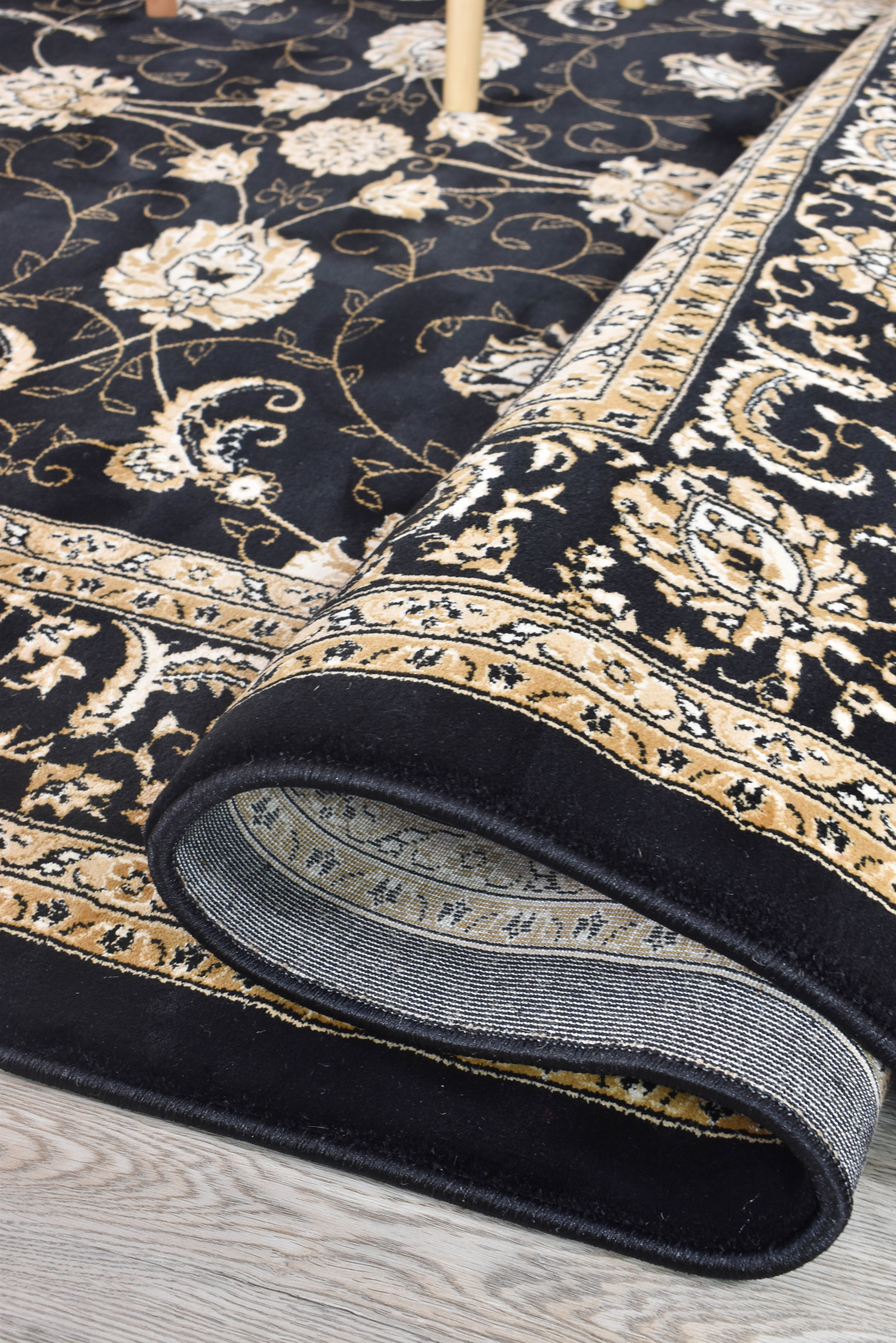 Riviera 84 Black - Black traditional rug from Vogue Rugs Australia