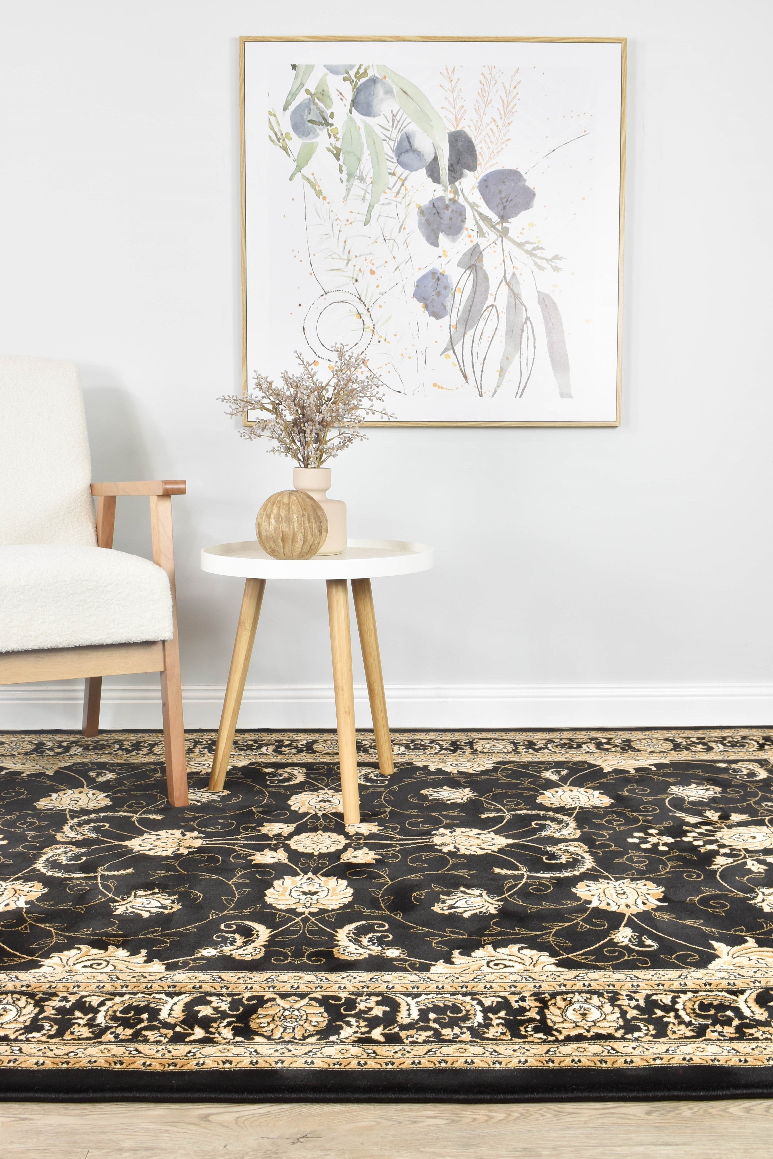 Riviera 84 Black - Black traditional rug from Vogue Rugs Australia