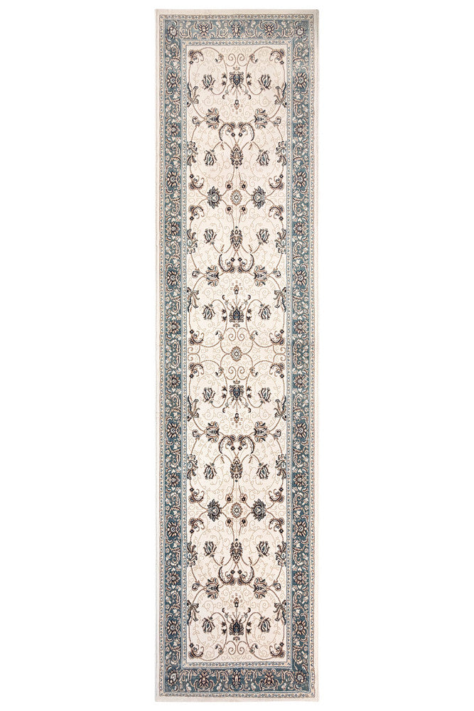 Riviera Traditional 84 Cream Blue - Blue traditional rug from Vogue Rugs Australia