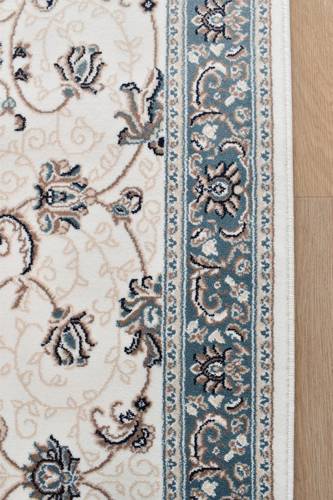 Riviera Traditional 84 Cream Blue - Blue traditional rug from Vogue Rugs Australia