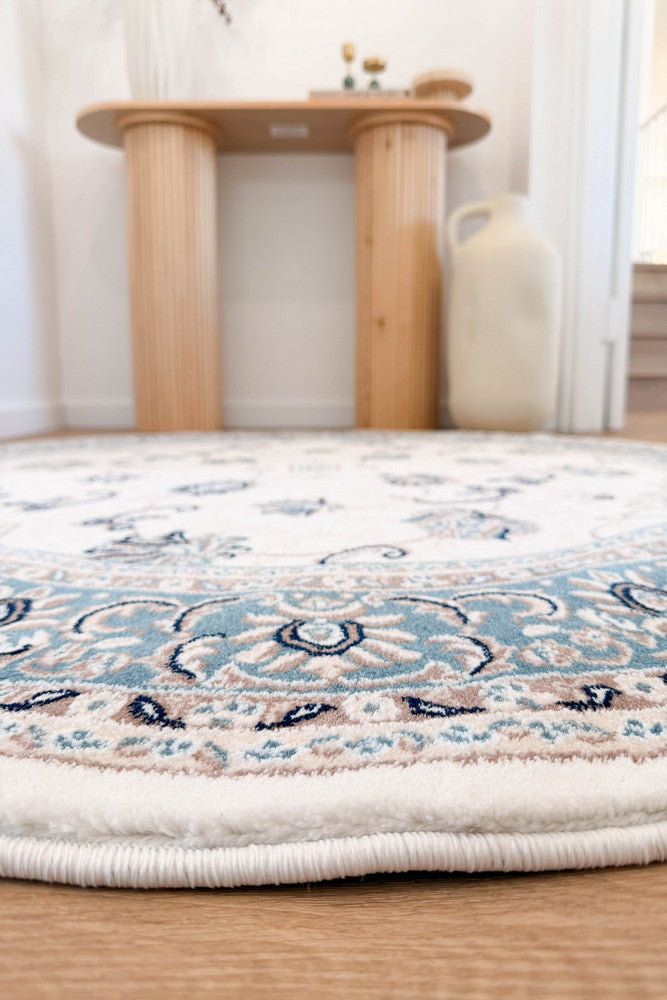 Riviera Traditional 84 Cream Blue - Blue traditional rug from Vogue Rugs Australia
