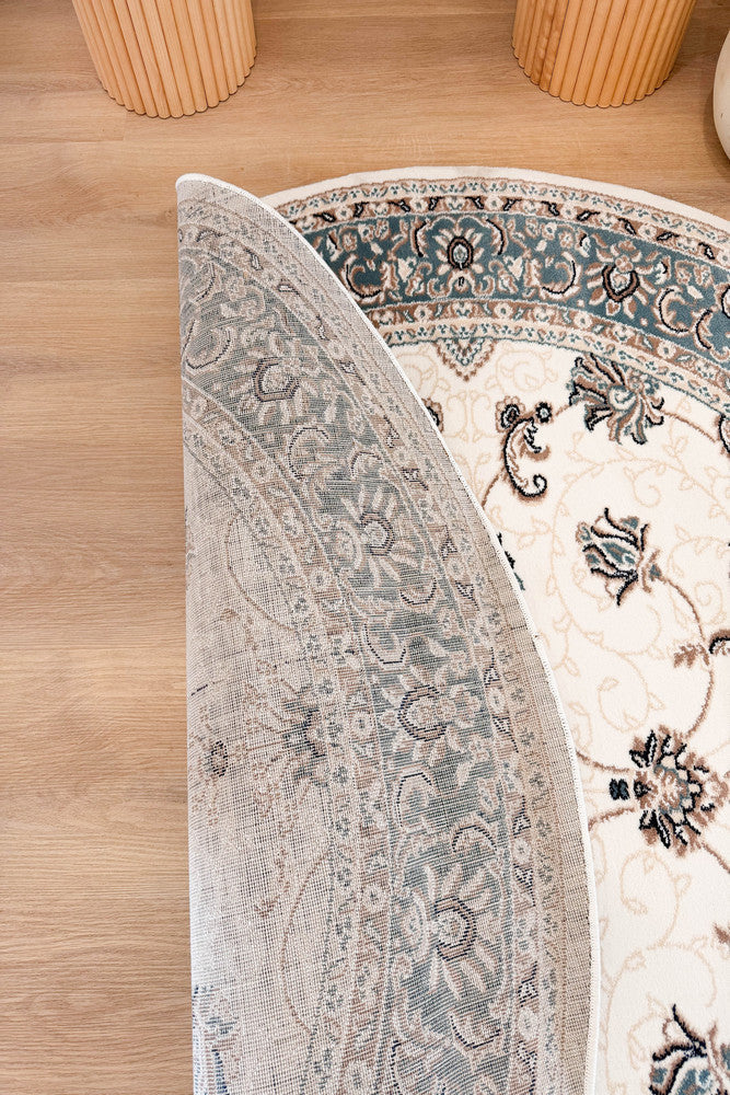 Riviera Traditional 84 Cream Blue - Blue traditional rug from Vogue Rugs Australia