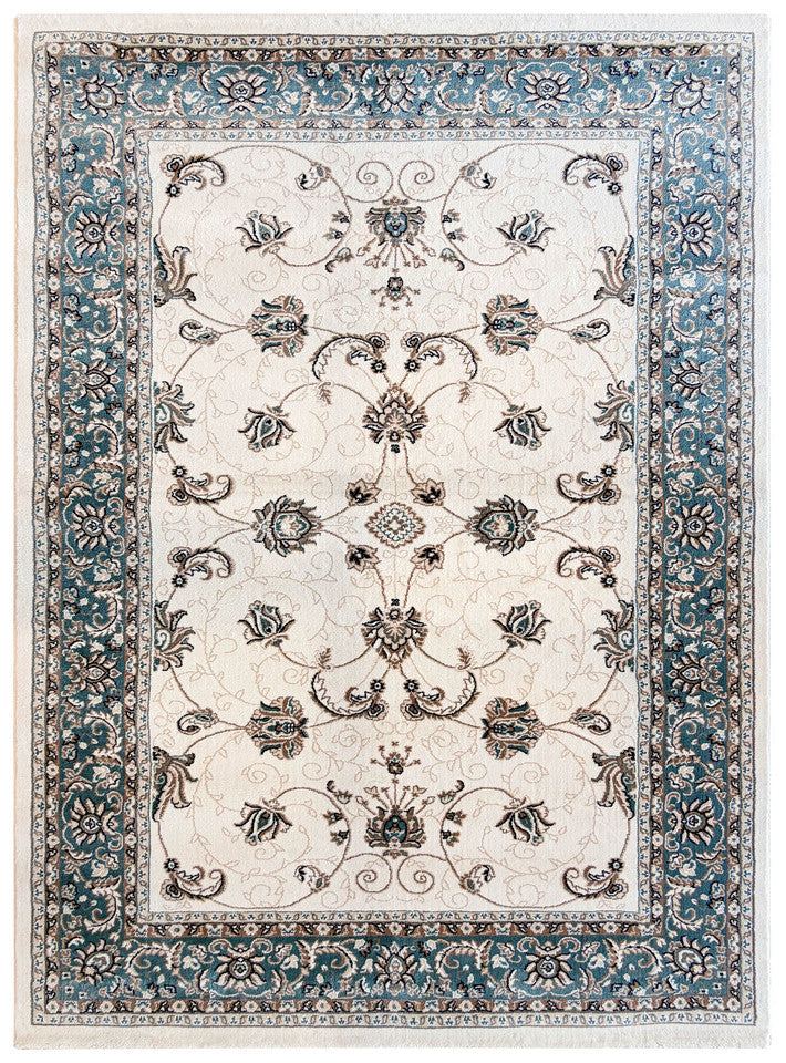Riviera Traditional 84 Cream Blue - Blue traditional rug from Vogue Rugs Australia