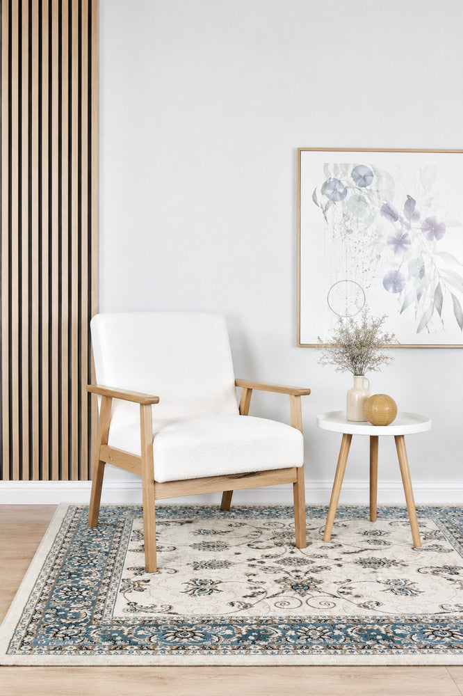 Riviera Traditional 84 Cream Blue - Blue traditional rug from Vogue Rugs Australia