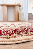 Riviera Traditional 84 Cream Red Round Rug.
