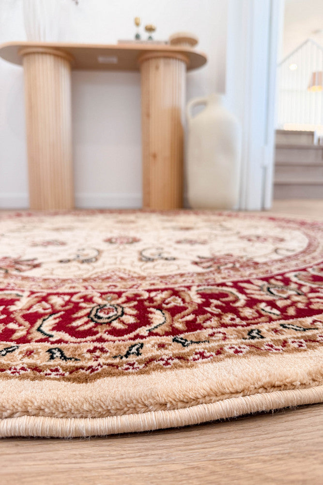 Riviera 84 Cream Red - Cream traditional rug from Vogue Rugs Australia