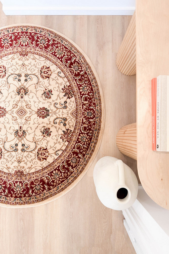 Riviera 84 Cream Red - Cream traditional rug from Vogue Rugs Australia