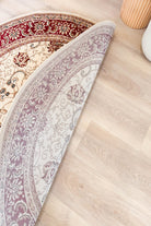Riviera Traditional 84 Cream Red Round Rug.
