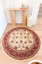 Riviera Traditional 84 Cream Red Round Rug.