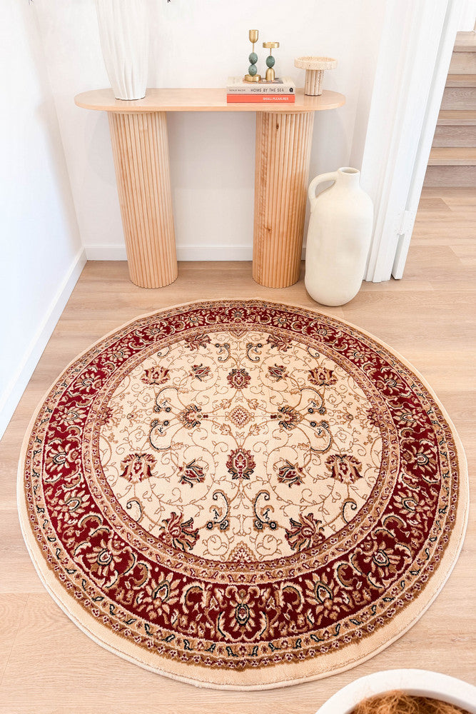 Riviera 84 Cream Red - Cream traditional rug from Vogue Rugs Australia
