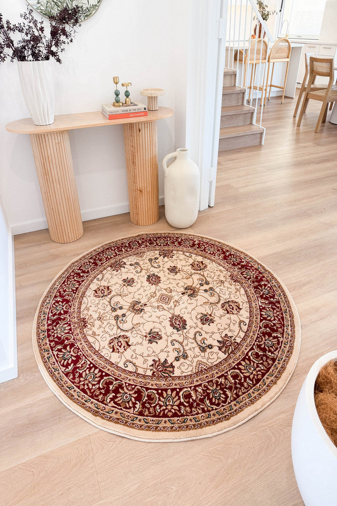 Riviera 84 Cream Red - Cream traditional rug from Vogue Rugs Australia