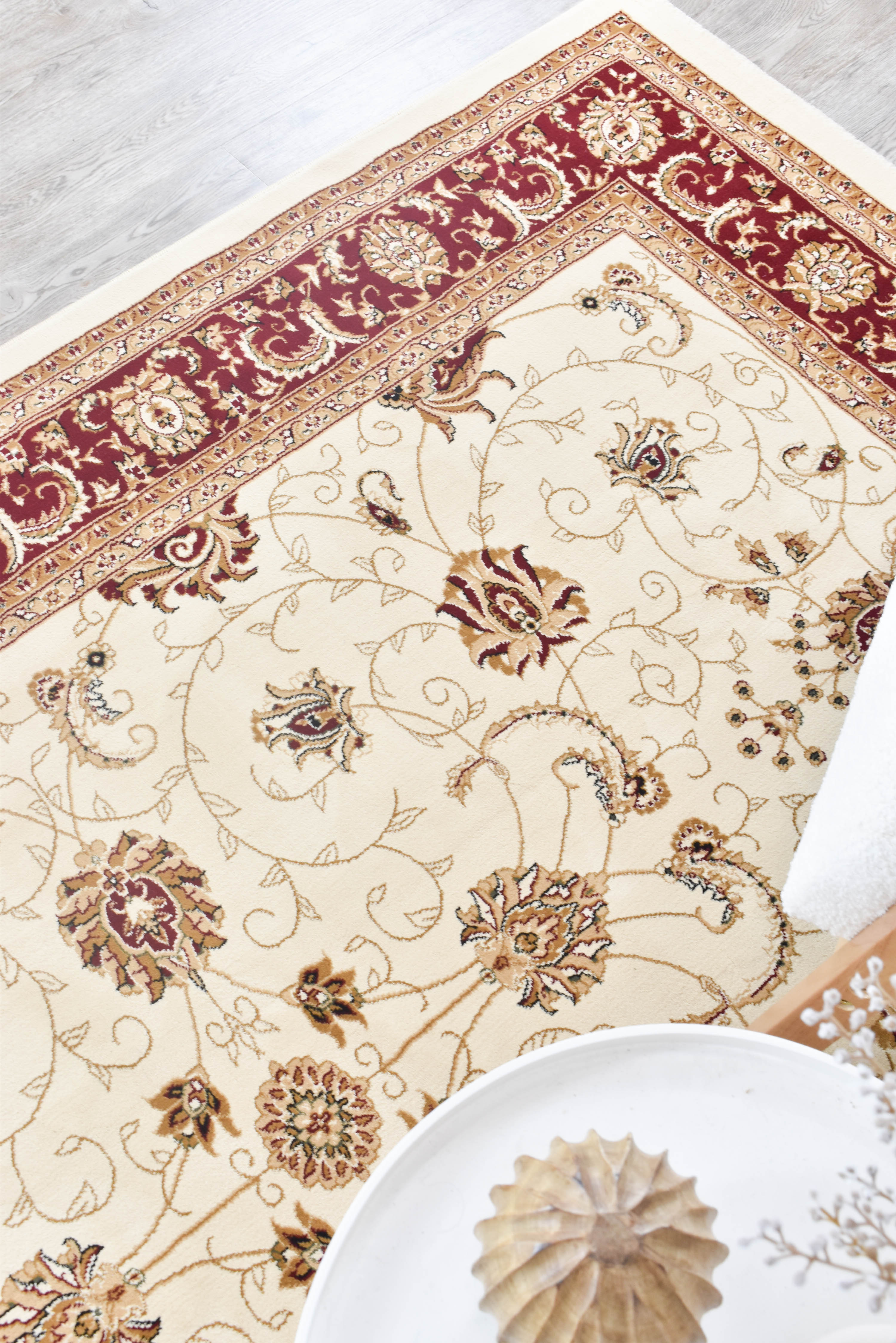 Riviera 84 Cream Red - Cream traditional rug from Vogue Rugs Australia