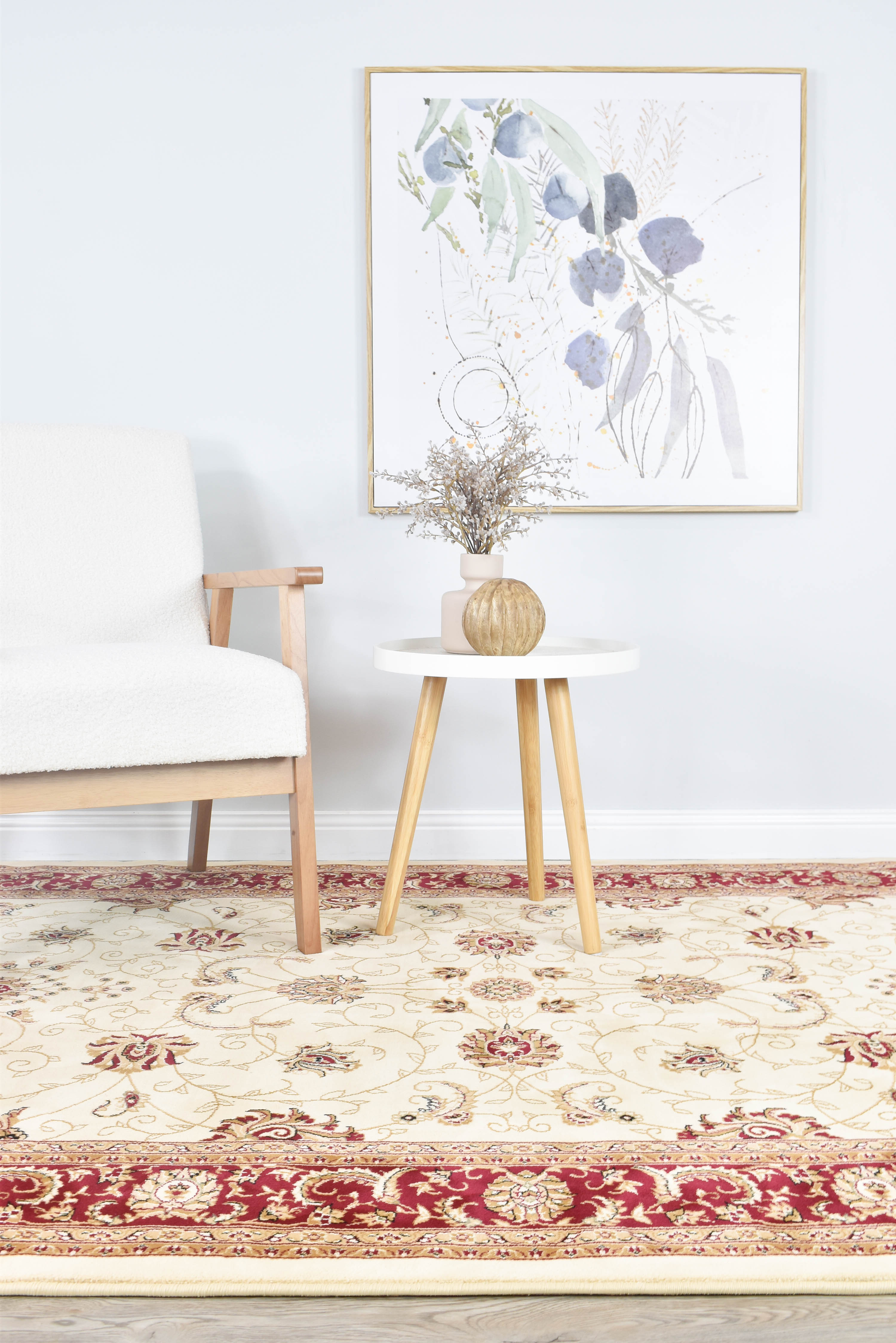 Riviera 84 Cream Red - Cream traditional rug from Vogue Rugs Australia