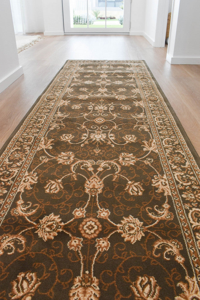 Riviera 84 Green - Cream traditional rug from Vogue Rugs Australia