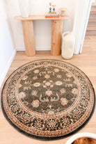 Riviera Traditional 84 Green Round Rug.