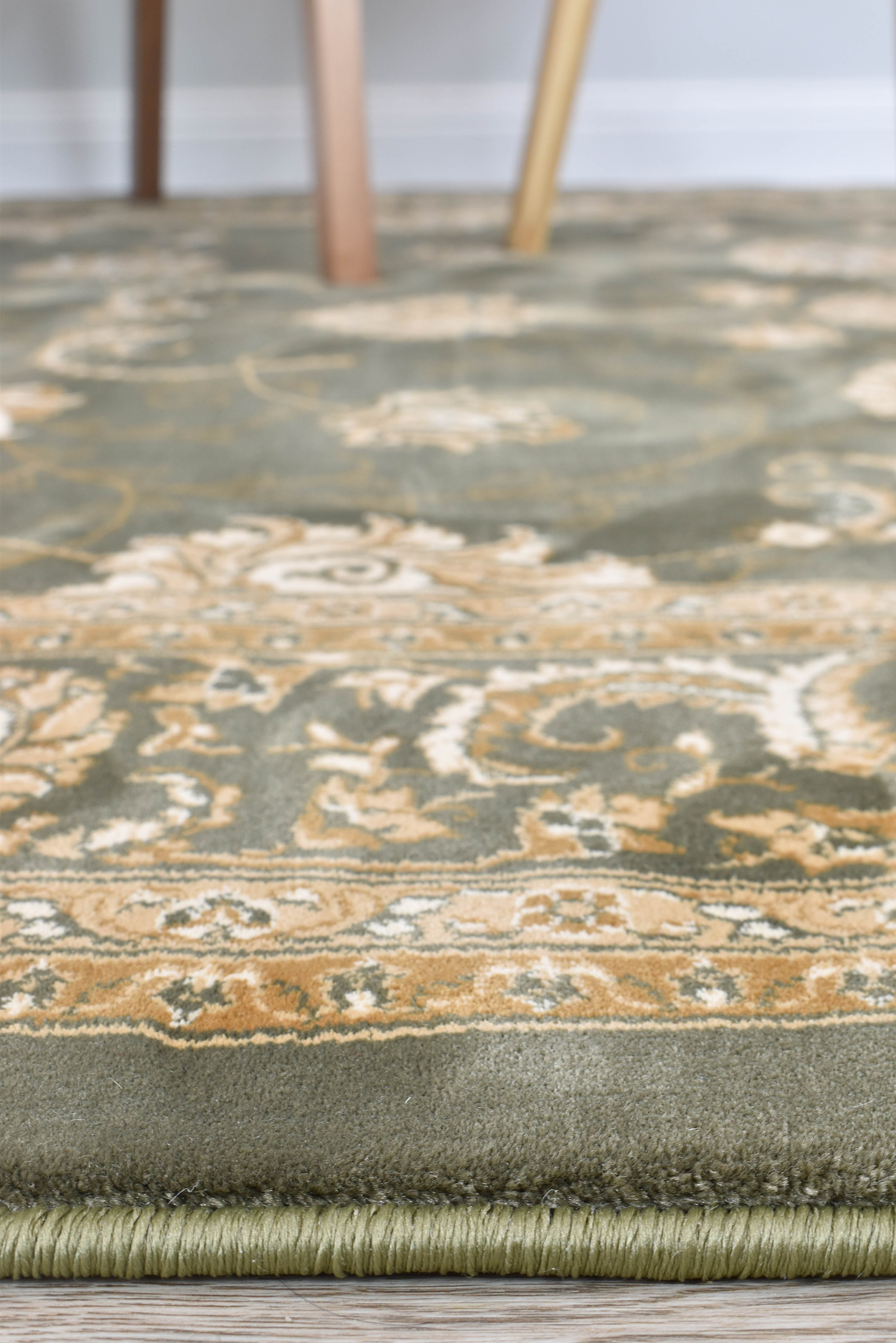 Riviera 84 Green - Cream traditional rug from Vogue Rugs Australia