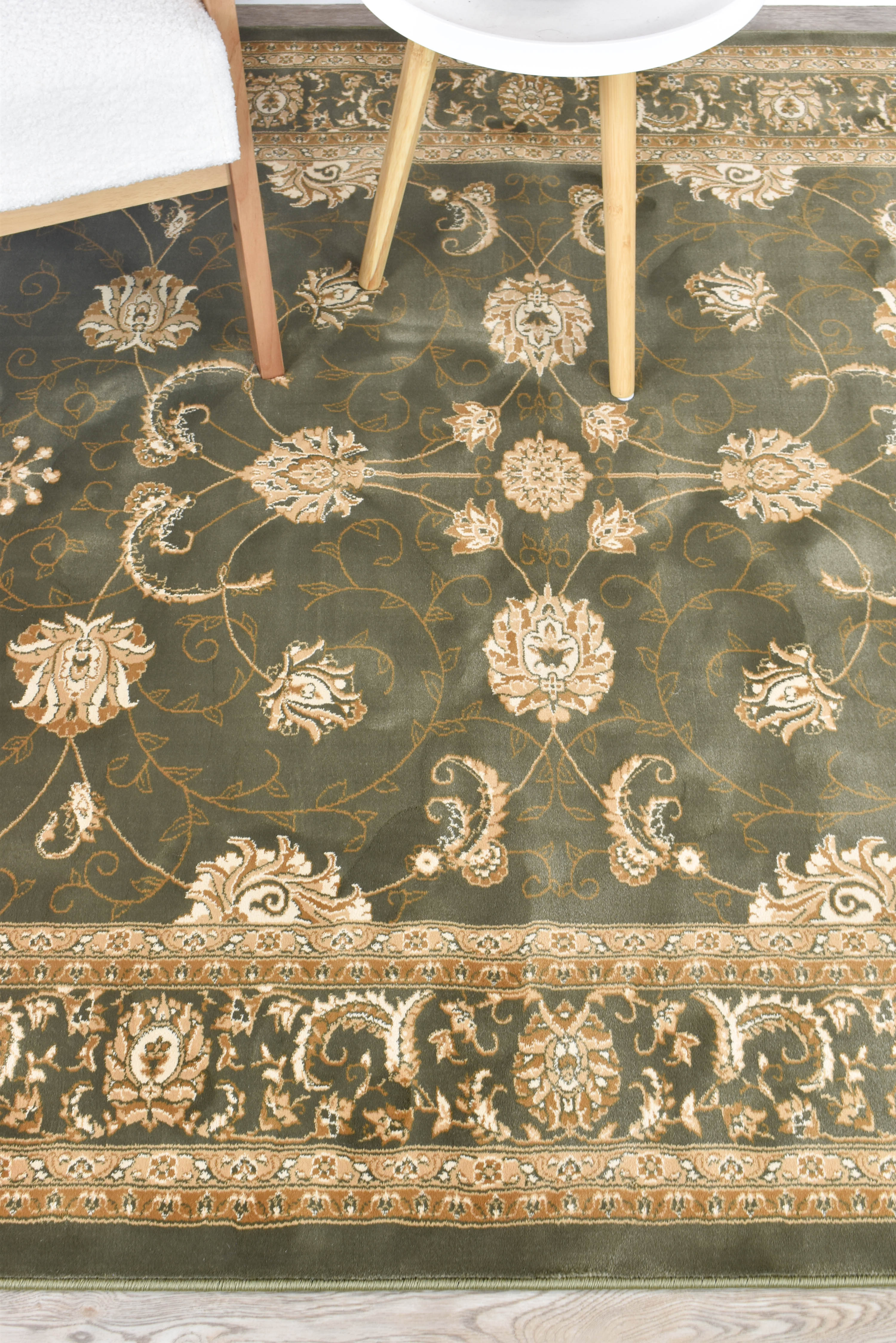 Riviera 84 Green - Cream traditional rug from Vogue Rugs Australia