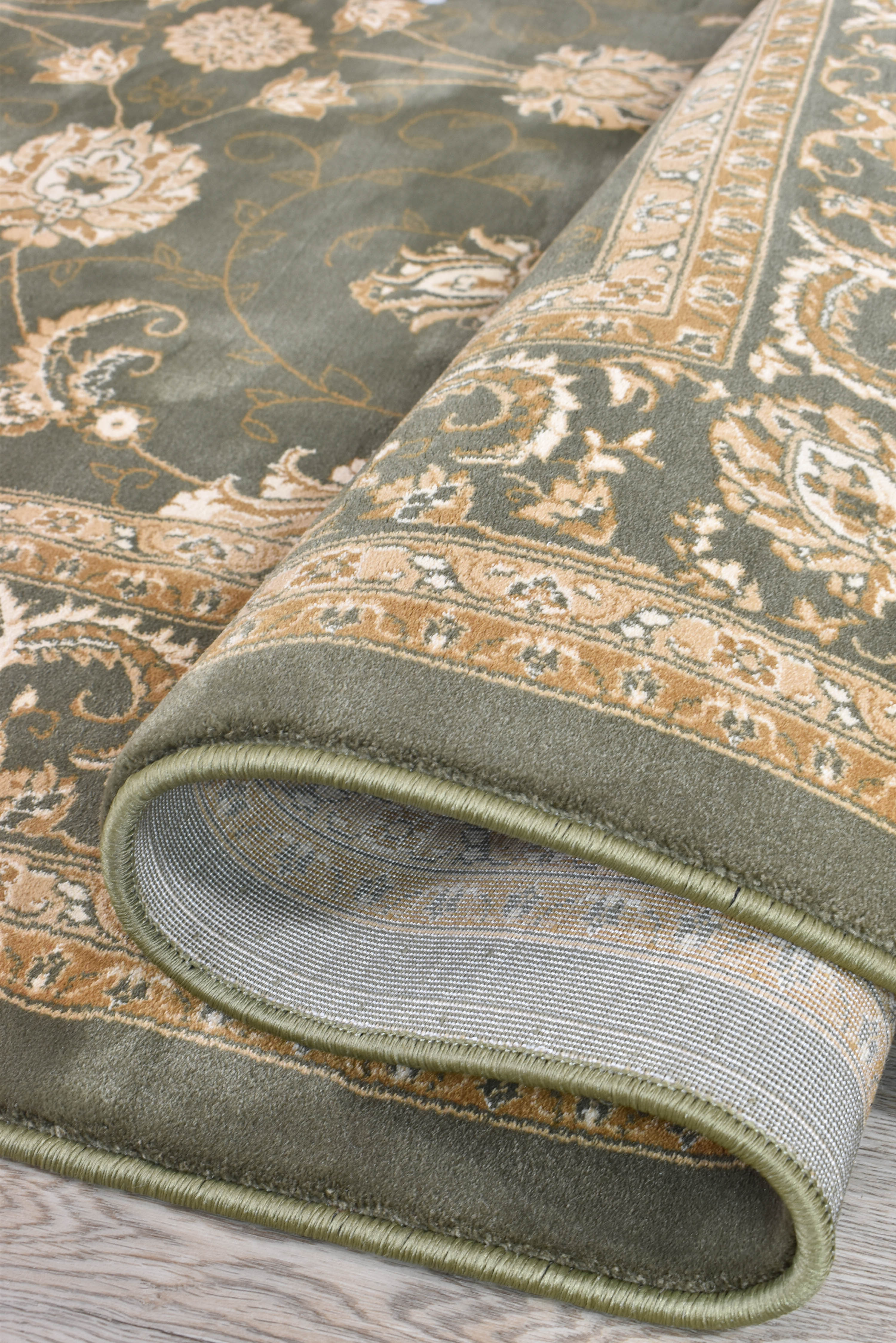Riviera 84 Green - Cream traditional rug from Vogue Rugs Australia