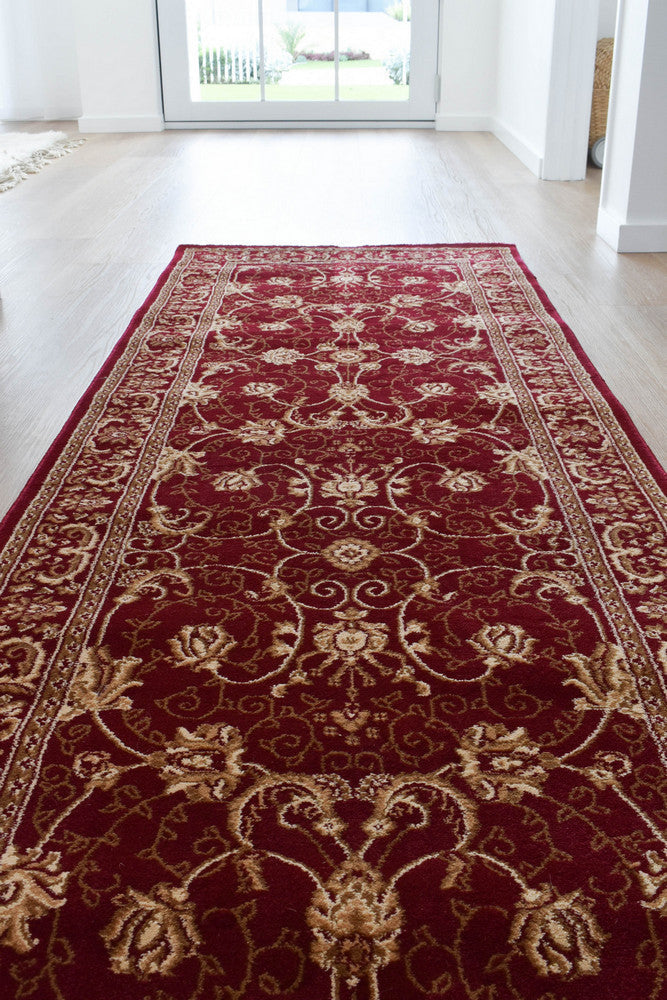 Riviera Traditional 84 Red Runner - Red traditional rug from Vogue Rugs Australia