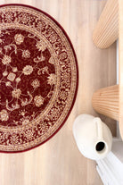 Riviera Traditional 84 Red Round Rug.
