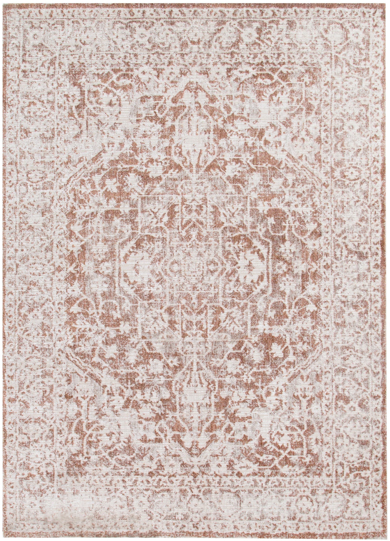 Solenne Beige & Rust Distressed Vintage Rug - S200.