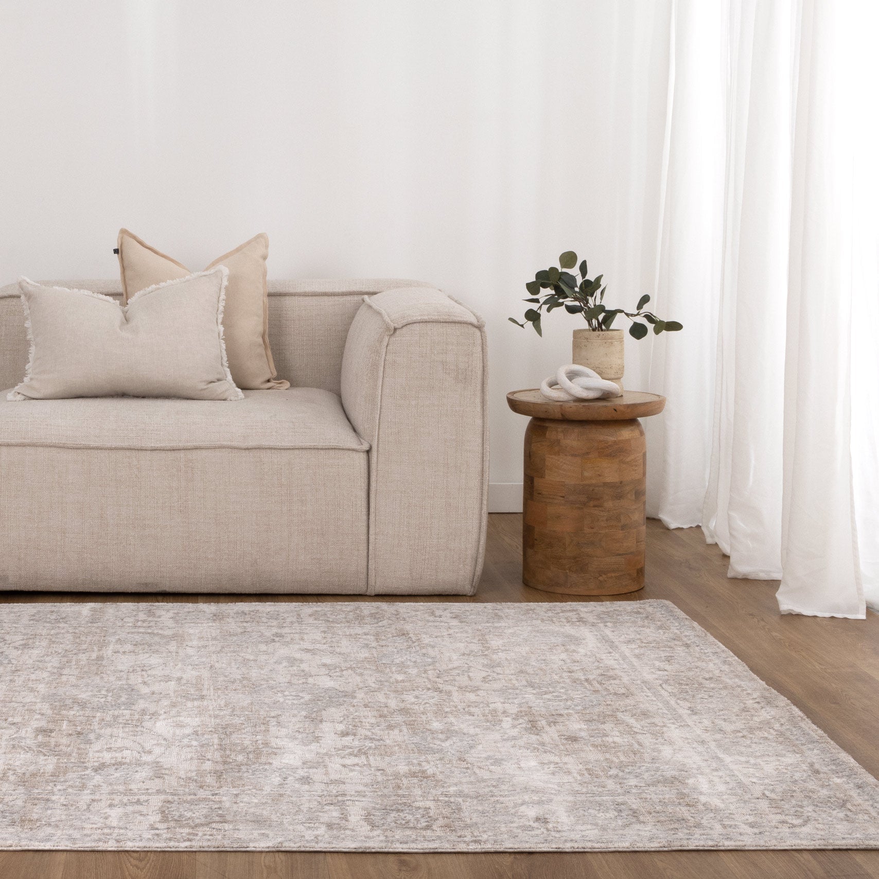 Solenne Beige & Blue Transitional Rug - S300 - Beige transitional rug from Vogue Rugs Australia