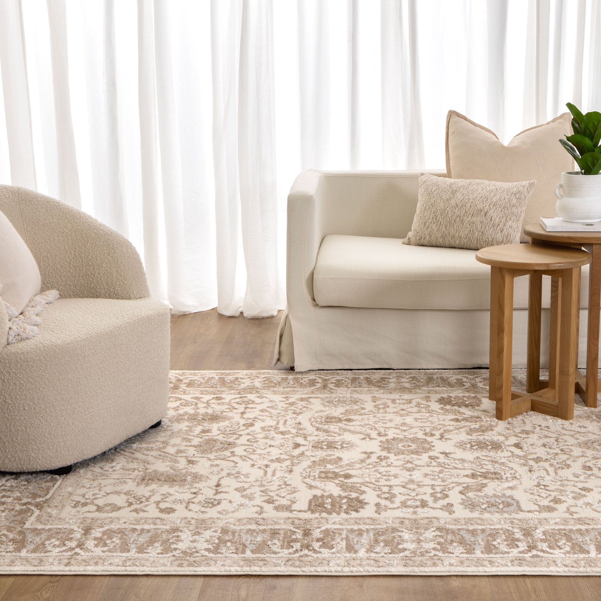 Sierra Oriental Border Beige Rug - Beige area rug rug from Vogue Rugs Australia