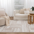 Wellington Geometric Lines Brown Rug - W001.