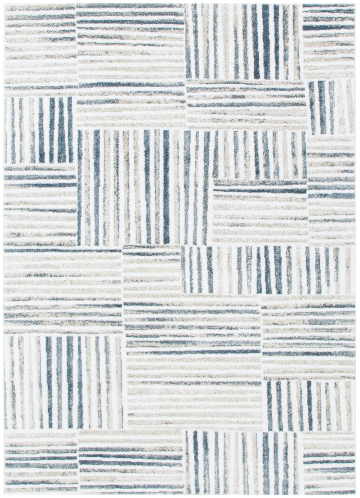 Wellington Geometric Lines Blue Rug - W002.