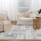 Wellington Geometric Lines Blue Rug - W002.