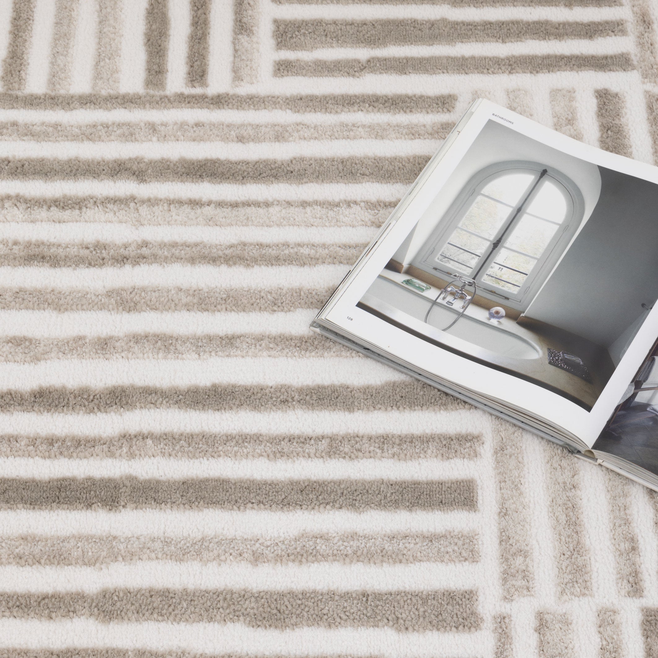 Wellington Geometric Lines Beige Rug - W003 - Beige area rug rug from Vogue Rugs Australia