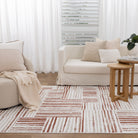 Wellington Geometric Lines Rust Rug - W004.