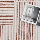 Wellington Geometric Lines Rust Rug - W004.